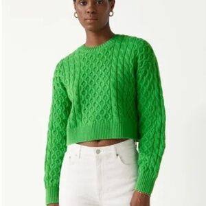 & Other Stories Women's Green Relaxed Cable Knit sweater women's small